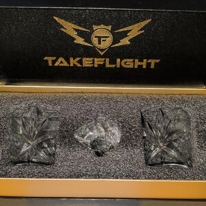 TakeFlight Whiskey Glasses And Stainless  Bullet/ Rockets Set! Brand New